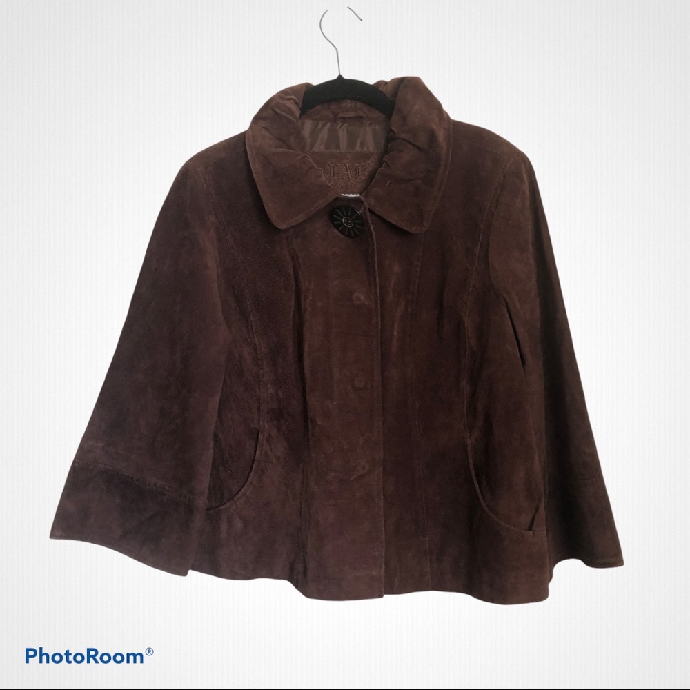 Live A Little Leather Suede Pleated Brown Jacket